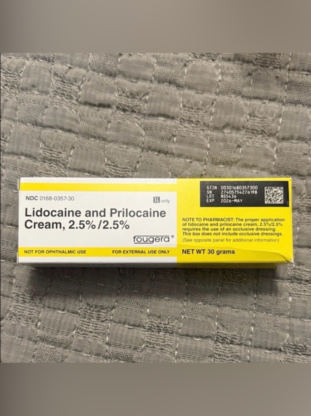 Fougera Lidocaine and Prilocaine Cream 2.5%/2.5% - Yellow/White
